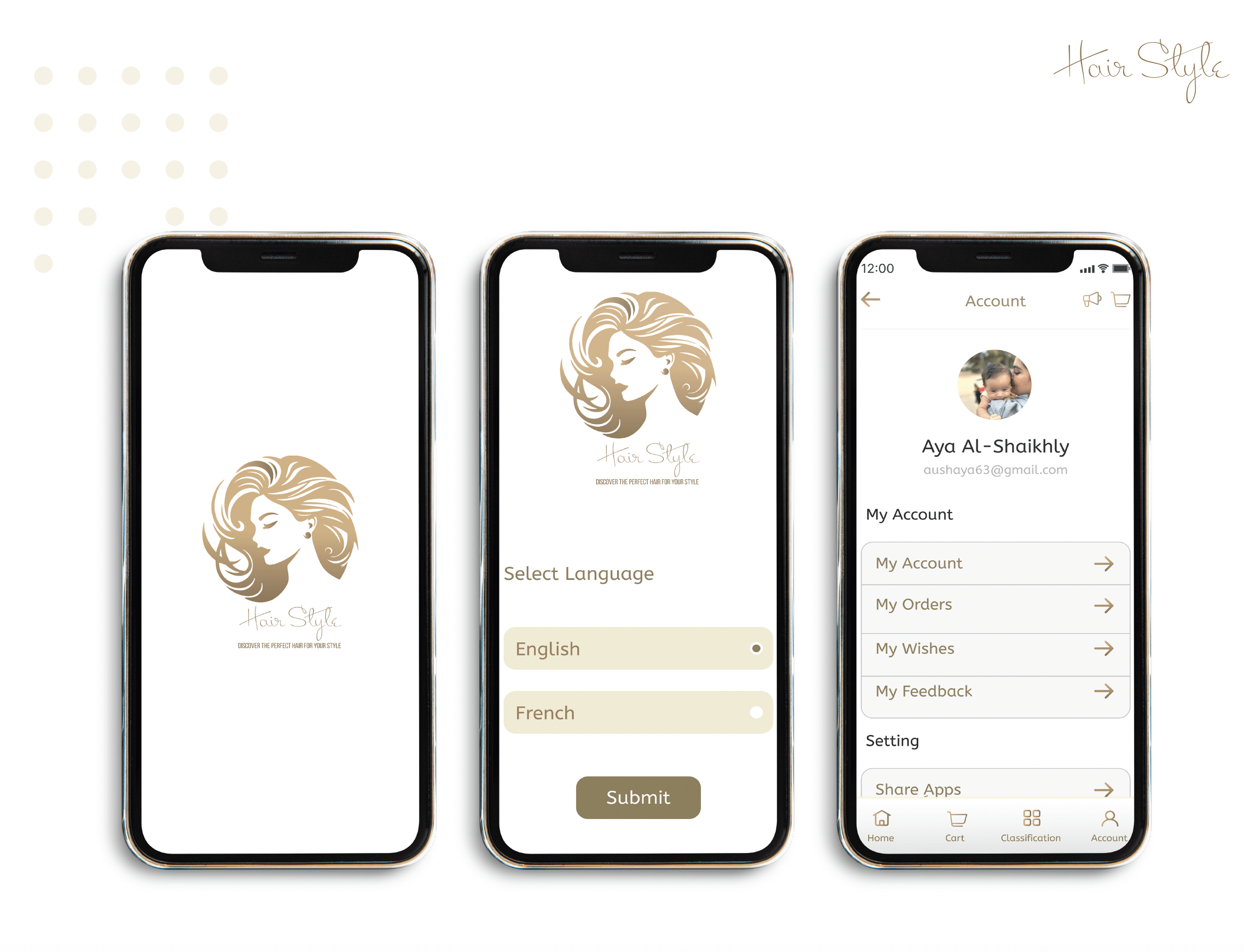 Hair Style App: Mobile Mockups