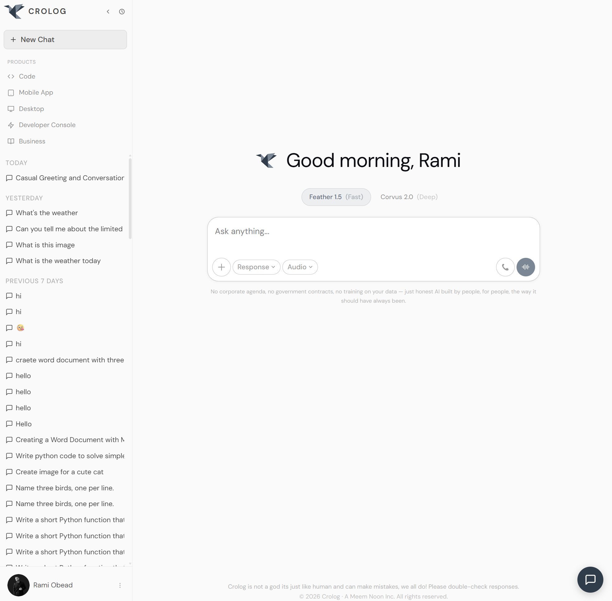 Crolog AI Platform — Web, iOS, and Android Design